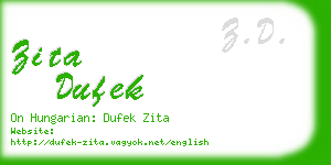 zita dufek business card